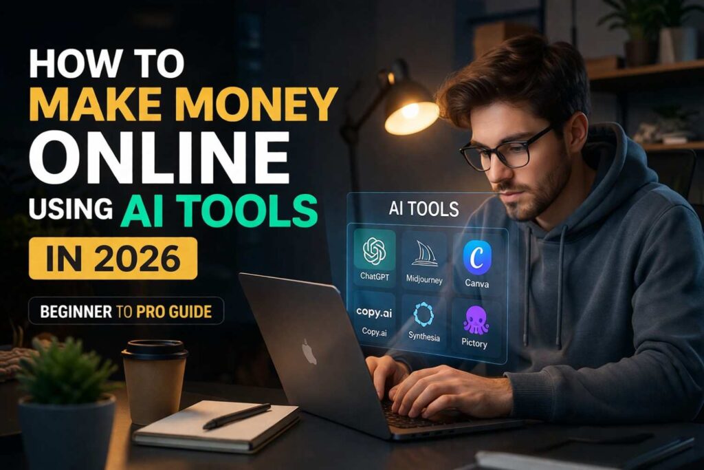 make money online using AI tools on laptop