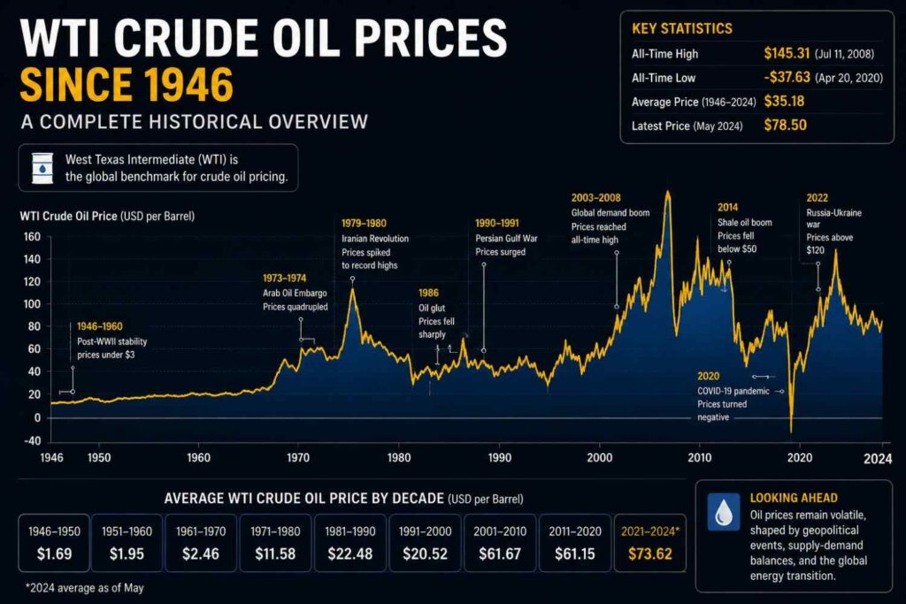 WTI Crude Oil Prices Since 1946: Full History
