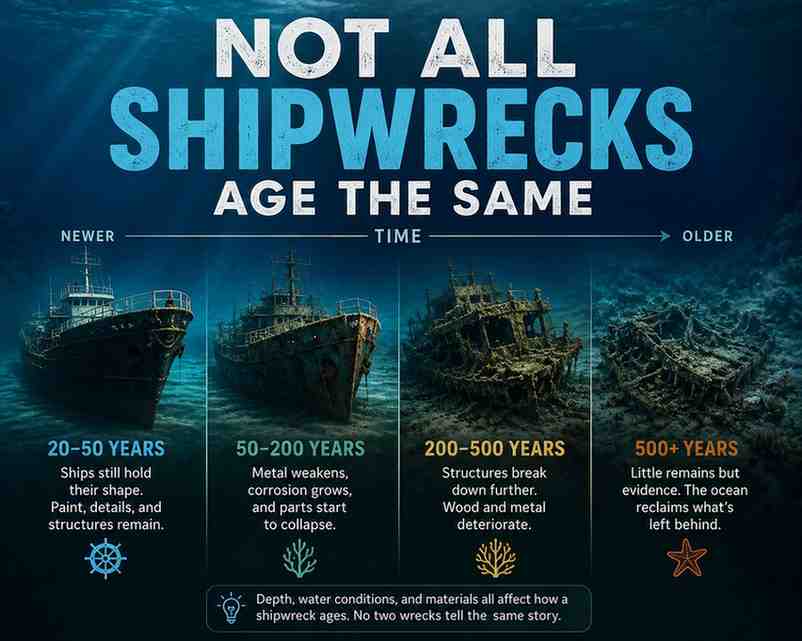 Not All Shipwrecks Age the Same: What Happens Underwater