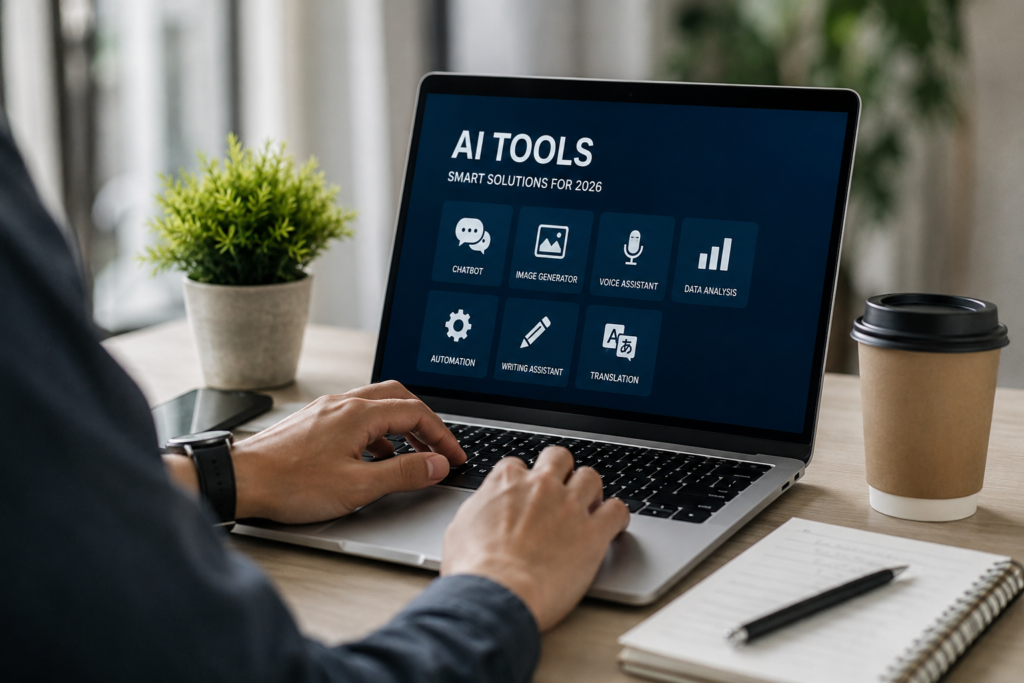 AI tools that save time displayed on a laptop screen