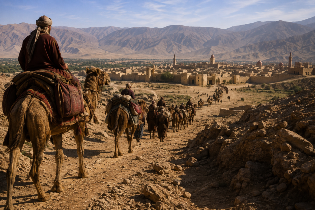 Silk Road trade secrets shown on an ancient trade route map