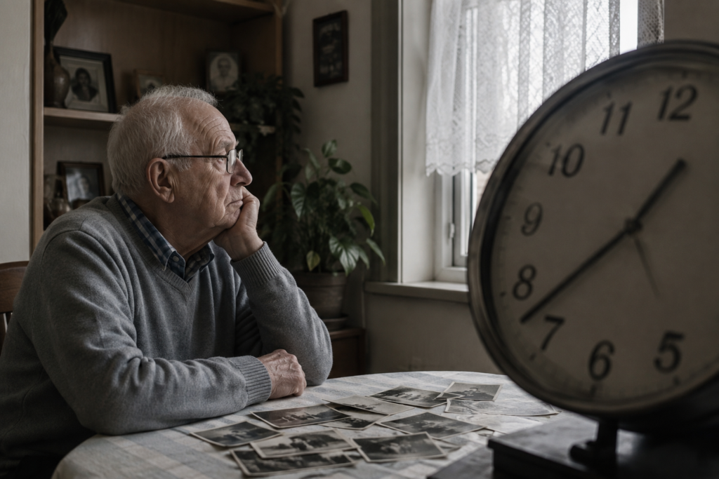 Time feels faster illustrated through a clock blurring into motion